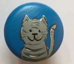 Möbelknauf "Katze grau " (Wunschgrundfarbe)